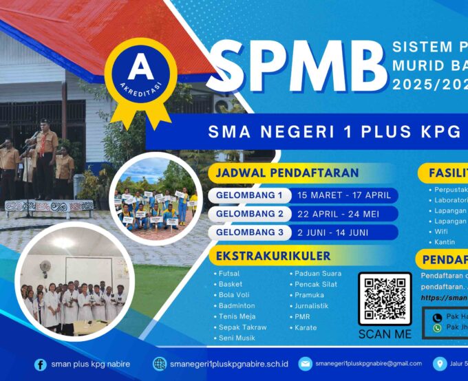 SMA Negeri 1 Plus KPG Nabire Buka Pendaftaran Peserta Didik Baru Tahun Ajaran 2025/2026